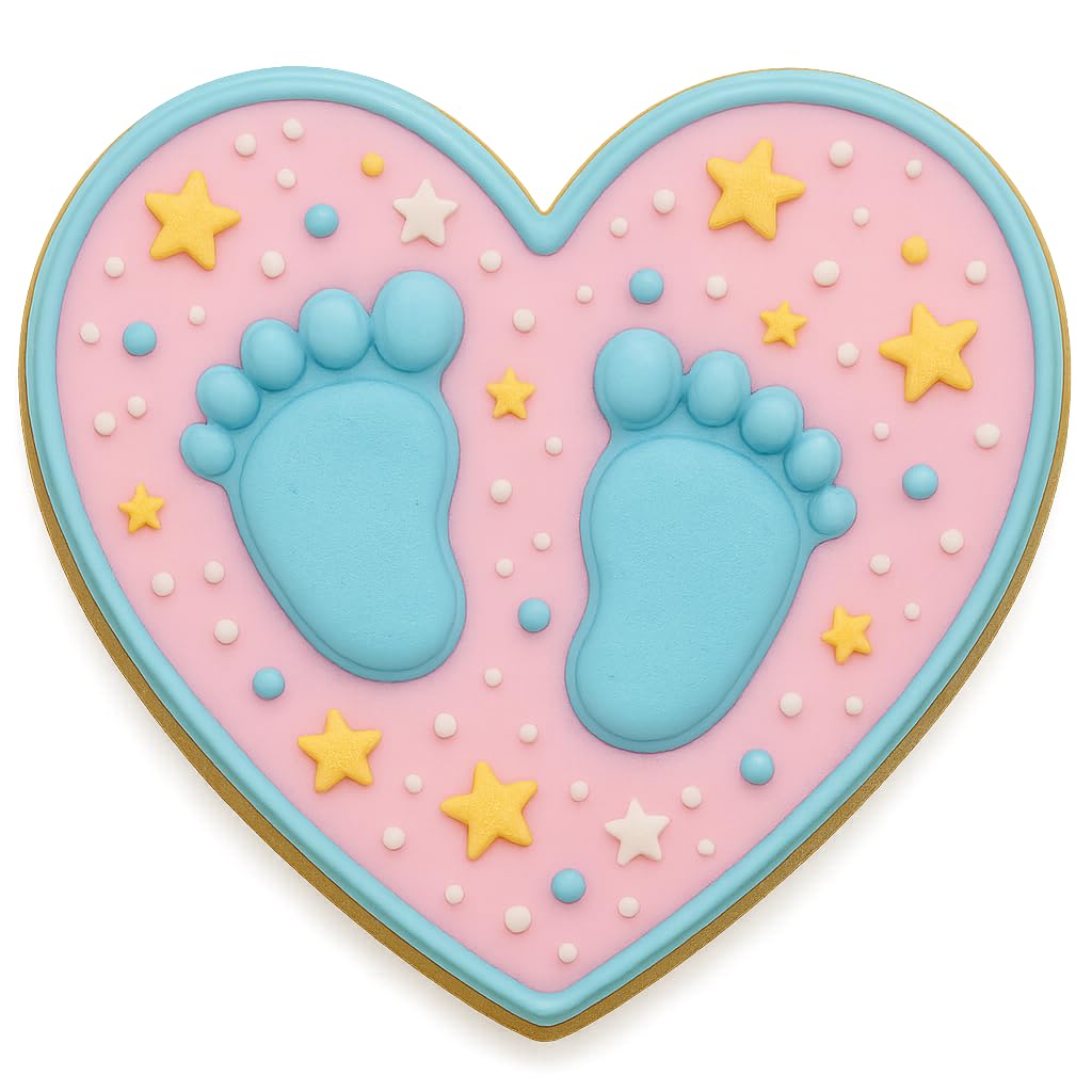 Baby Feet Heart Cookie Cutter & Stamp - 4x3.55 Inches, Newborn & Baby Shower Baking Tool