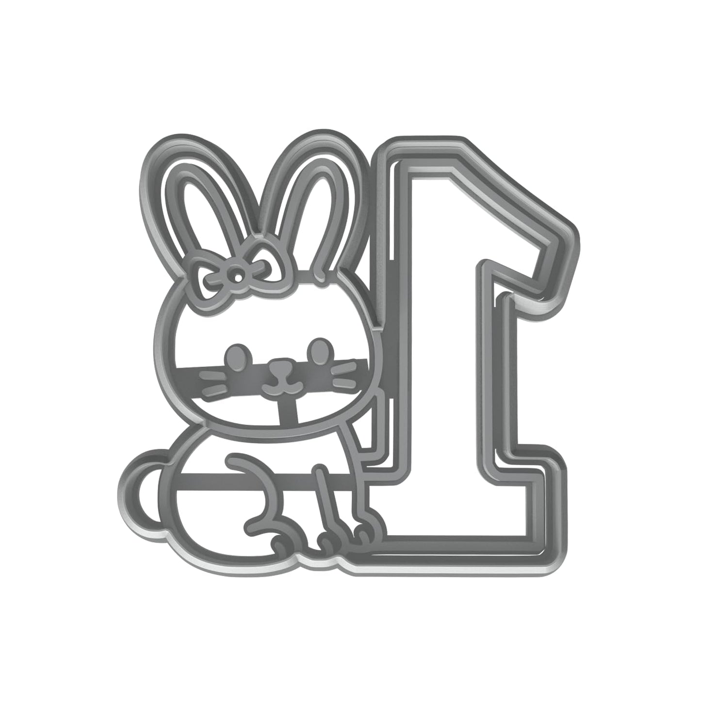 Mighty Gadget 1st Birthday Bunny Cookie Cutter & Stamp - 4x3.8" Sweet Addition for Baby's Special Day (Random Color)