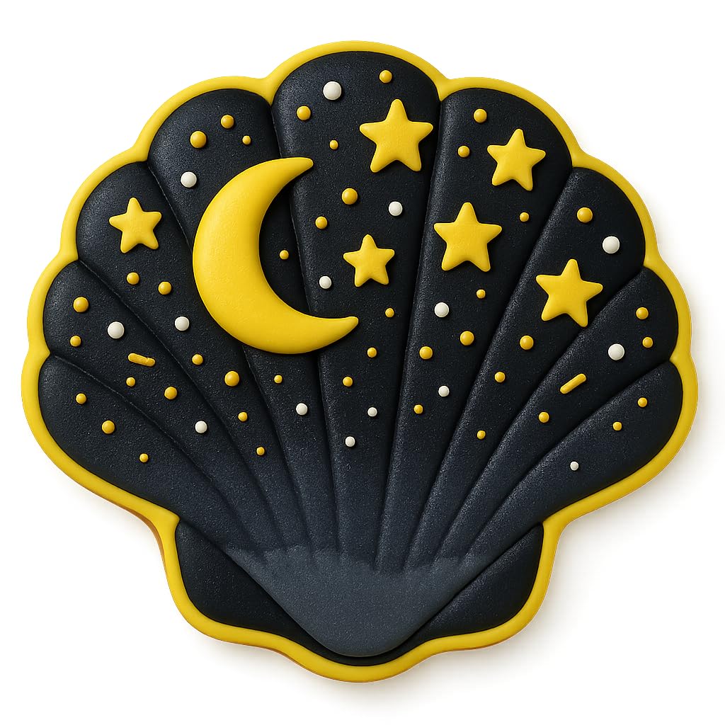 Mighty Gadget Seaside Scallop Seashell Cookie Cutter & Stamp Set - 3.75x3.75 Inches, Ocean-Inspired Baking Tool