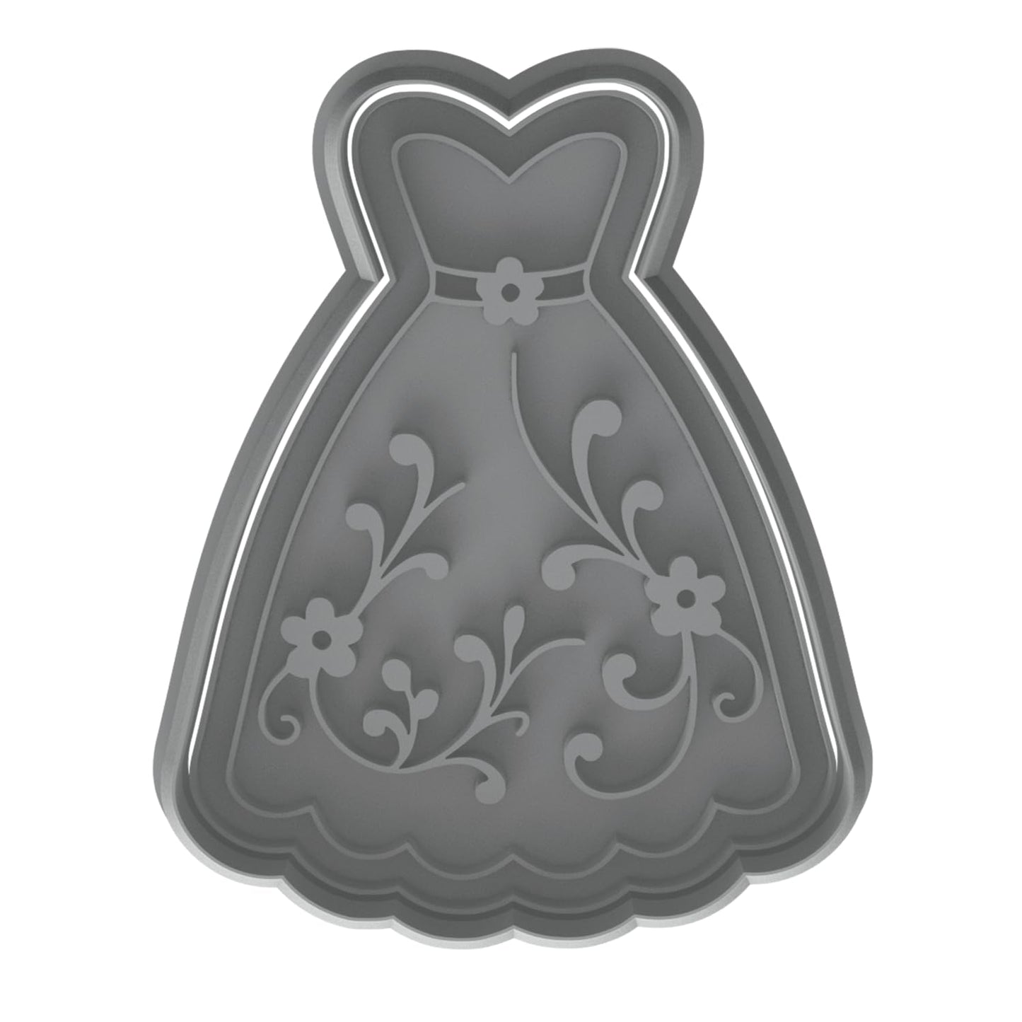 Mighty Gadget Elegant Wedding Dress Cookie Cutter & Stamp - 4x2.5" Romantic Design for Bridal Showers (Random Color)