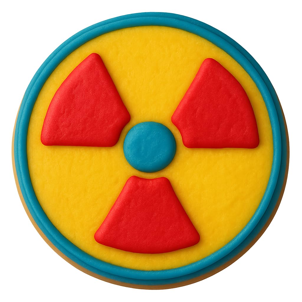Mighty Gadget Biohazard Radiation Cookie Cutter & Stamp Set - 4x4" Science Symbol Mold for Bakers & Crafters (Random Color)