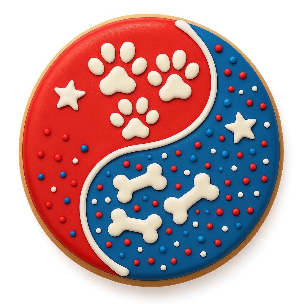 Dog Paw & Bone Yin Yang Cookie Cutter - 4x4 Inches, Fun Pet-Themed Baking Tool