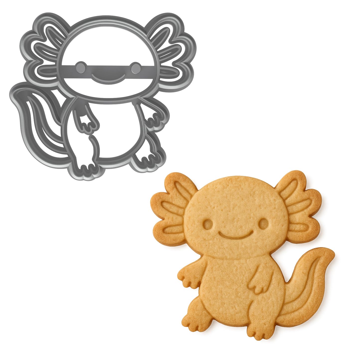 Mighty Gadget Kawaii Axolotl Cookie Cutter & Stamp - 4x3.58" Delightful Shape for Kids Baking (Random Color)