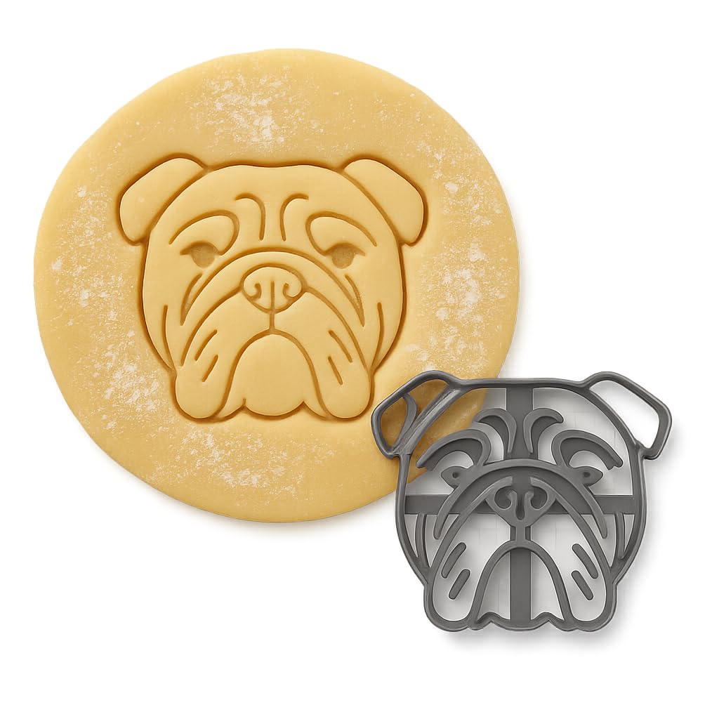 Bulldog Face Cookie Cutter & Stamp 4x3.5" for Baking Fondant Clay Embosser