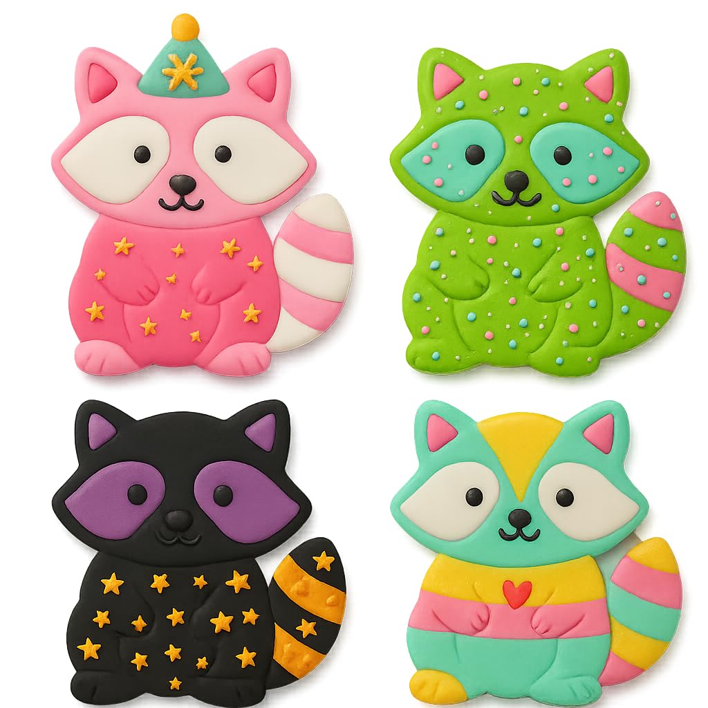 Mighty Gadget Raccoon Cookie Cutter & Stamp - 4x3.79" Charming Wildlife Shape for Forest-Themed Baking (Random Color)
