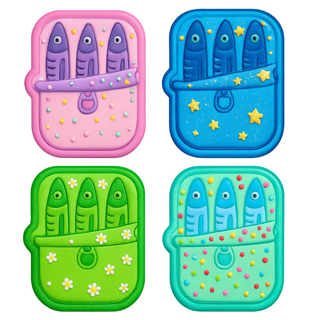 Mighty Gadget Sardine Can Cookie Cutter & Stamp - 4x2.9" Quirky Design for Nautical Baking (Random Color)