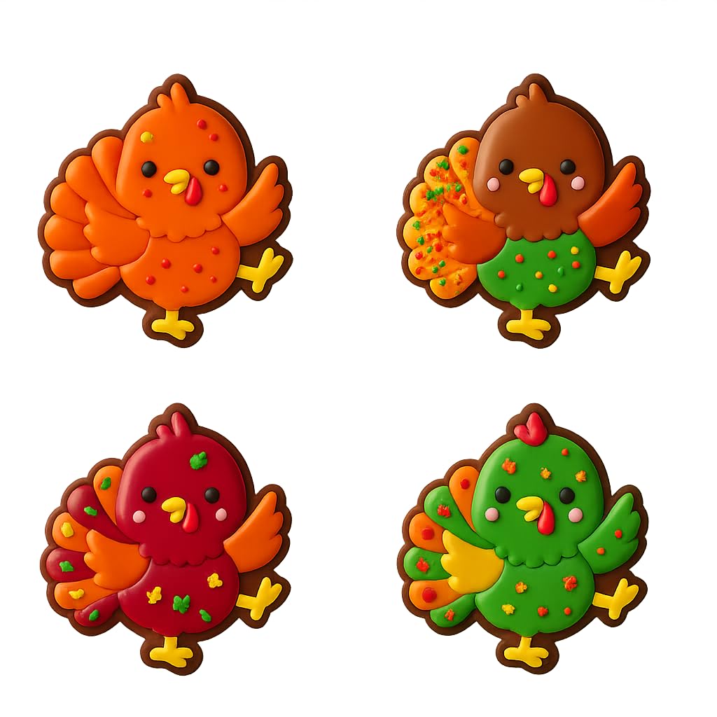Dancing Kawaii Turkey Cookie Cutter & Stamp 4x3.7" for Baking Fondant Clay