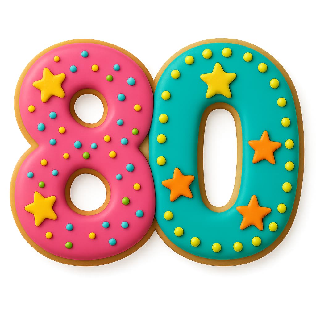 Mighty Gadget Number 80 Cookie Cutter - 3.5x5 Inches, Perfect for 80th Birthdays & Anniversaries (Random Color)