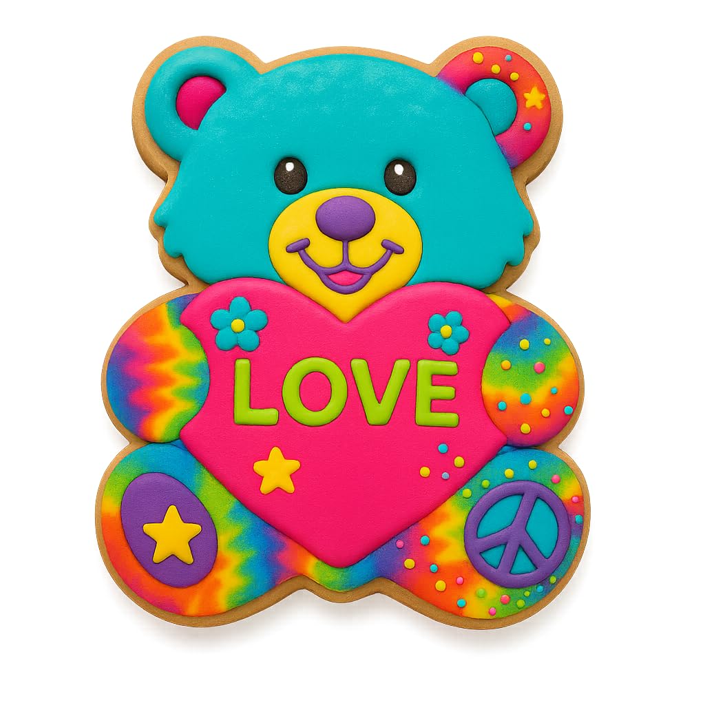 Mighty Gadget Teddy Bear Holding Heart Cookie Cutter & Stamp - 4x3.18", Cute Love-Themed Baking Tool (Random Color)
