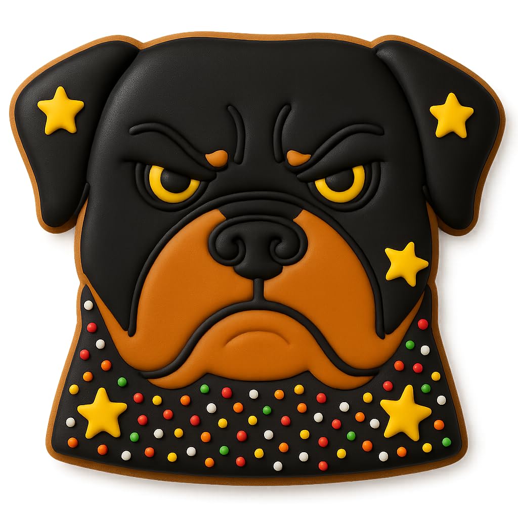 Mighty Gadget Angry Rottweiler Dog Cookie Cutter & Stamp - 4x3.63", Fierce Pup Design for Bold Bakers (Random Color)