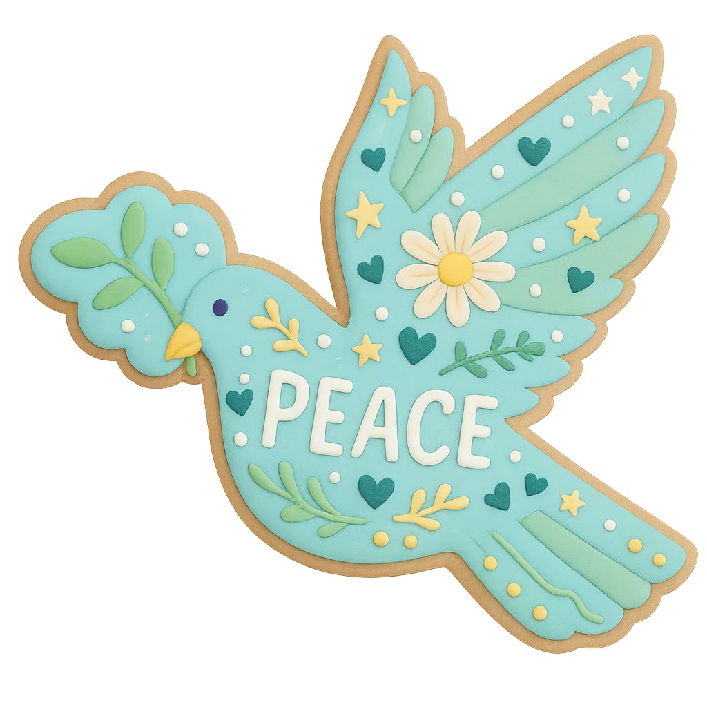Dove with Olive Branch Cookie Cutter - 4.75x4 Inches, Symbol of Peace and Hope for Baking