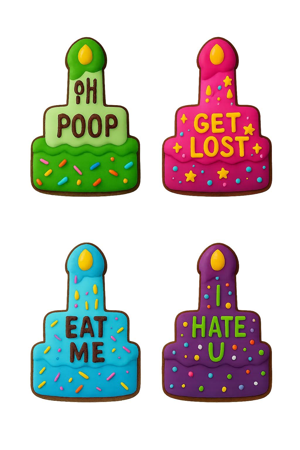 Mighty Gadget Naughty Adult Birthday Cake Candles Cookie Cutter & Stamp - 4x3" Ideal for Party Treats (Random Color)
