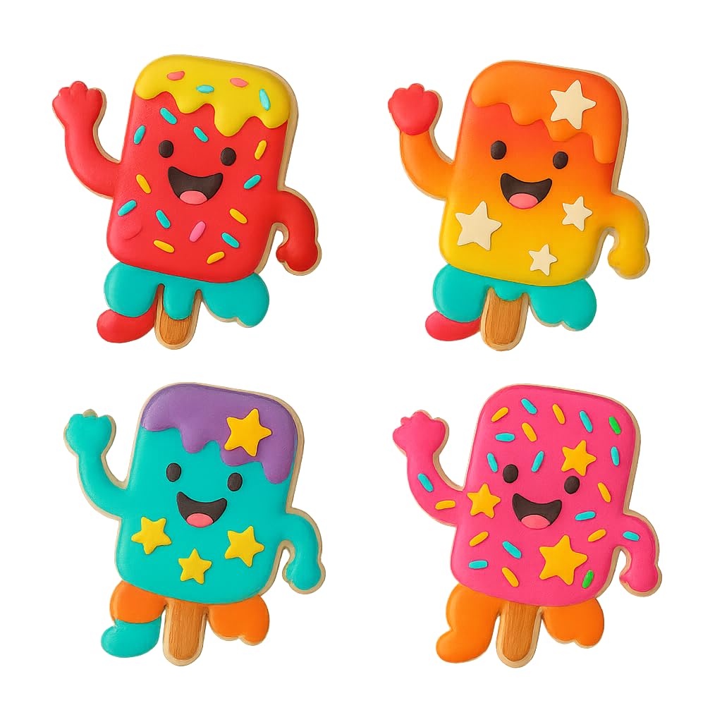 Happy Dancing Popsicle Cookie Cutter & Stamp 4x3.6" for Baking & Fondant Clay