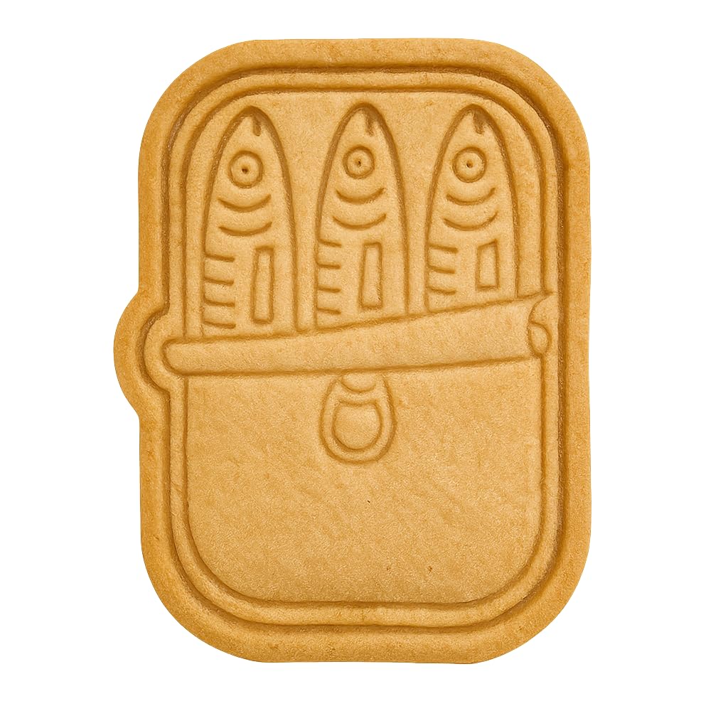 Mighty Gadget Sardine Can Cookie Cutter & Stamp - 4x2.9" Quirky Design for Nautical Baking (Random Color)