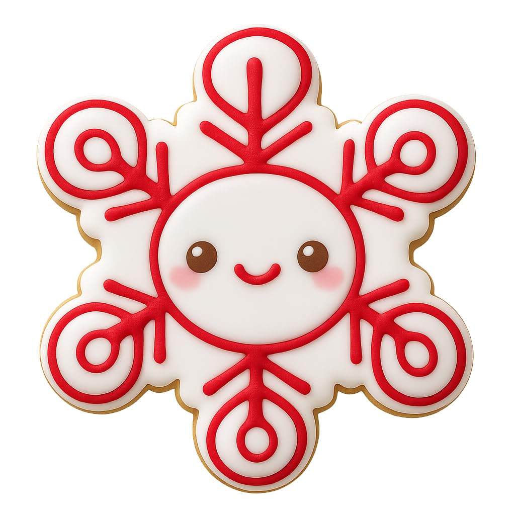 Kawaii Snowflake Smiley Cookie Cutter - 4x3.43" Fun Winter Baking Tool