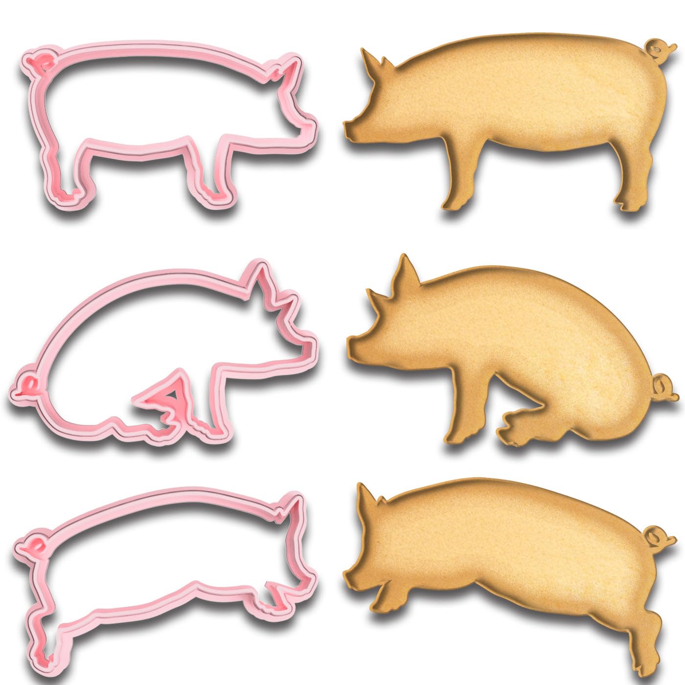 3 Pigs Cookie Cutter for Baking Fondant Clay Gifts Kitchen