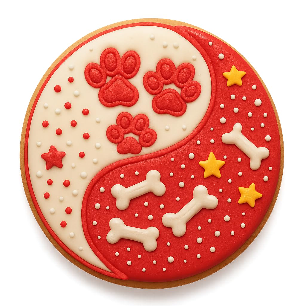 Dog Paw & Bone Yin Yang Cookie Cutter - 4x4 Inches, Fun Pet-Themed Baking Tool
