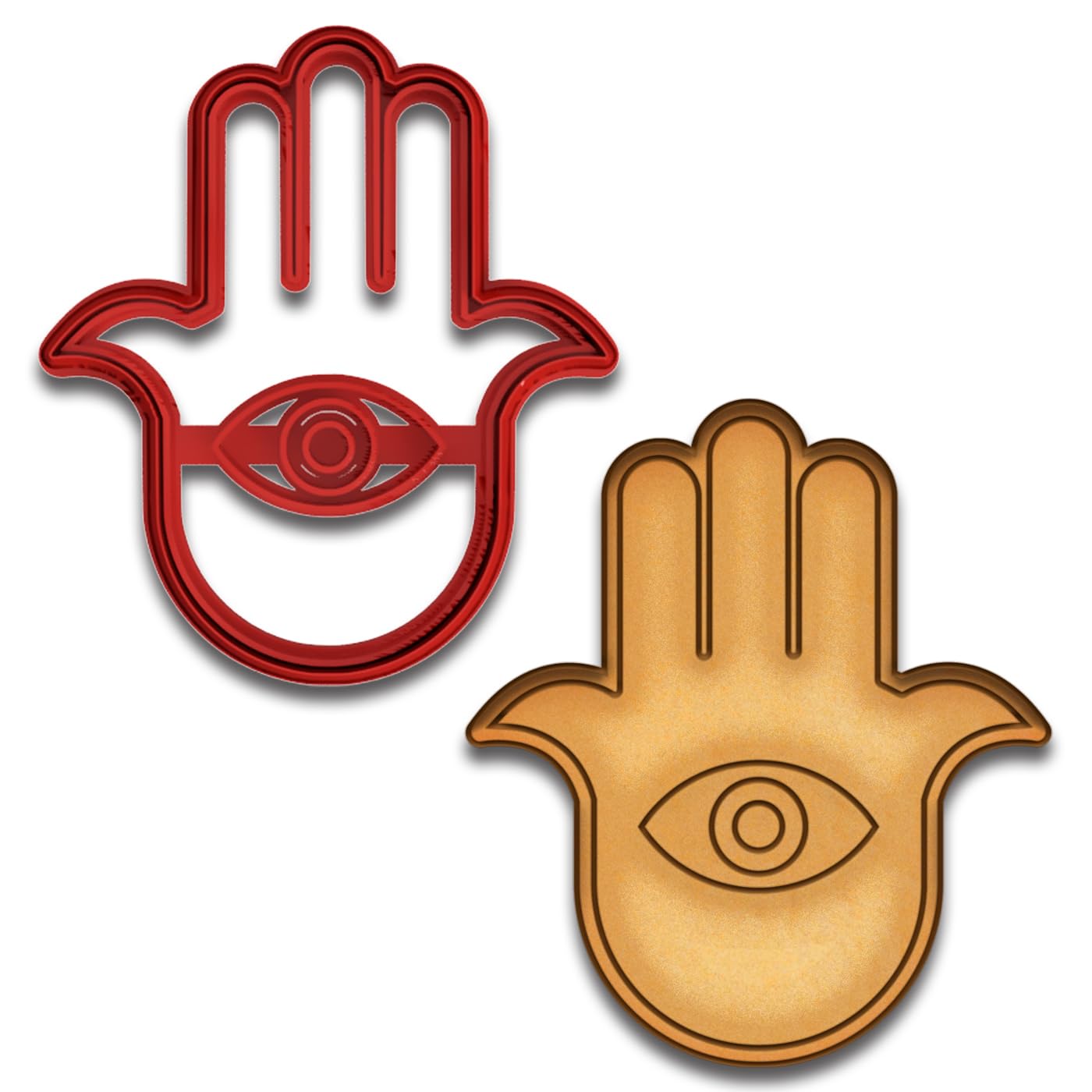 Protective Hamsa Hand Cookie Cutter & Stamp - 4x3.49", Symbol of Luck & Good Fortune (Random Color)