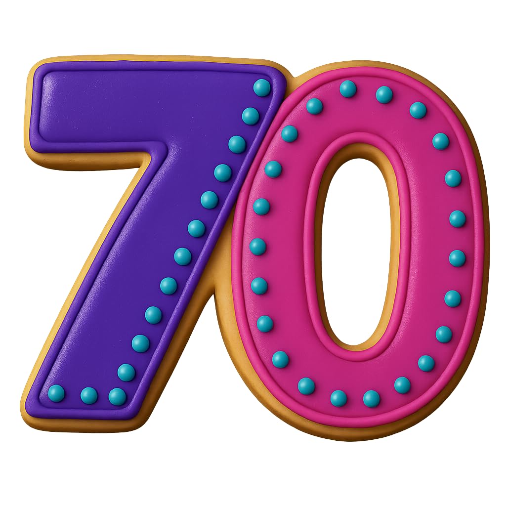 Number 70 Cookie Cutter (3x4") - Made in USA by Mighty Gadget - Perfect for 70th Birthdays and Anniversaries