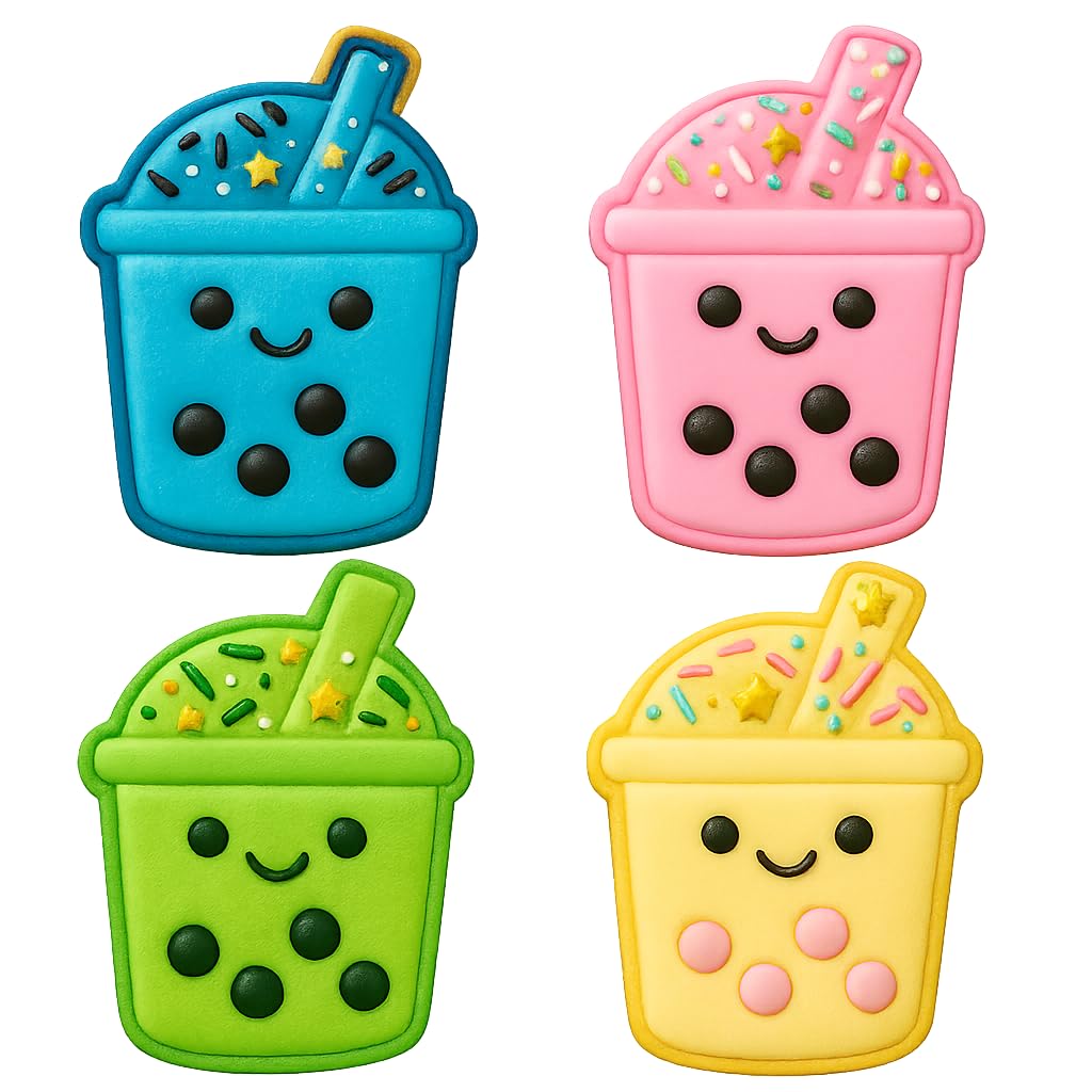Mighty Gadget Smiley Boba Cookie Cutter & Stamp - 4x2.8" Fun Beverage Shape for Party Treats (Random Color)