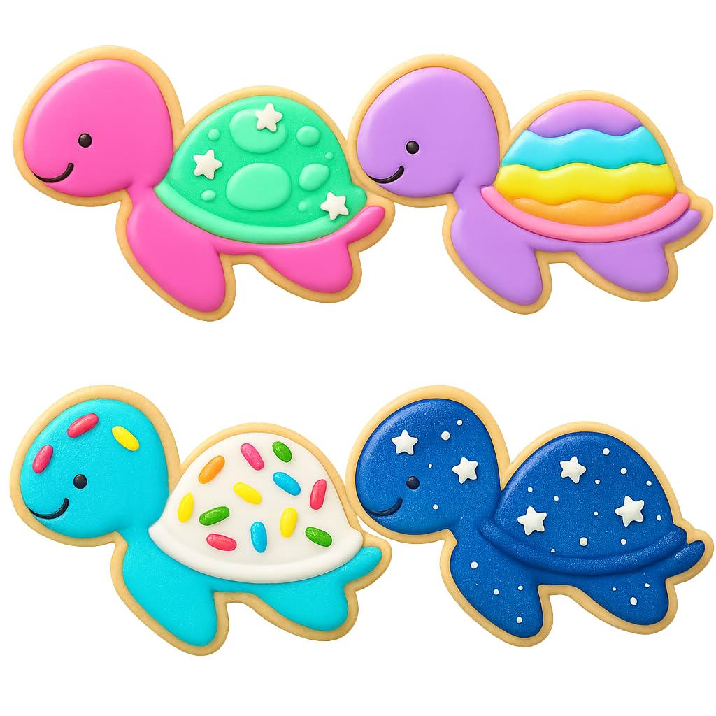 Mighty Gadget Baby Cartoon Turtle Cookie Cutter & Stamp - 4x2.8" Cute Design for Kids' Parties (Random Color)