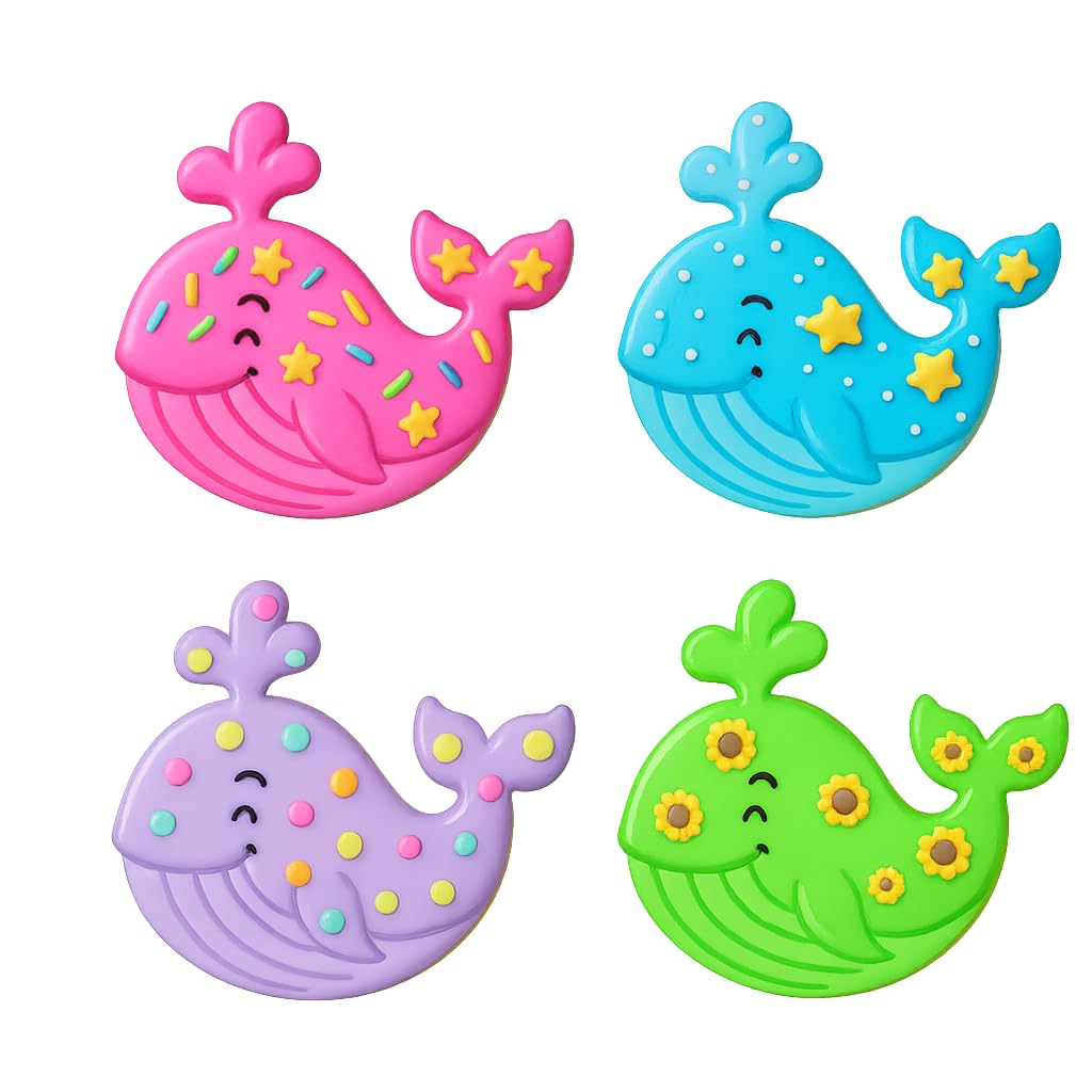 Mighty Gadget Humpback Whale Cookie Cutter & Stamp - 4x2.8" Cute Ocean Theme for Nautical Parties (Random Color)