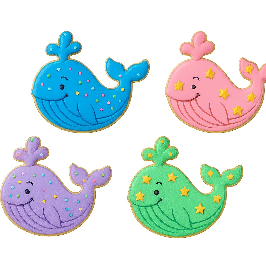 Mighty Gadget Humpback Whale Cookie Cutter & Stamp - 4x2.8" Cute Ocean Theme for Nautical Parties (Random Color)