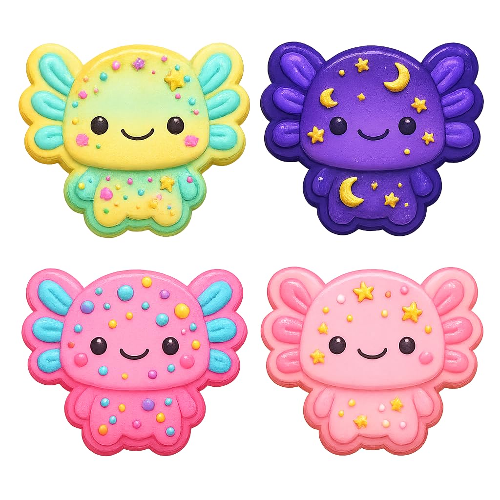 Baby Axolotl Cookie Cutter & Stamp 4x3" for Baking & Fondant Clay Embosser