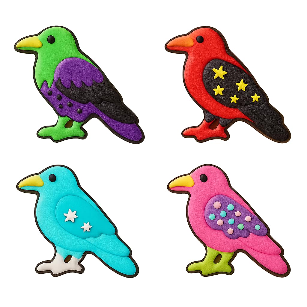 Mighty Gadget Raven Bird Cookie Cutter & Stamp - 4x2.5" Elegant Design for Halloween Treats (Random Color)