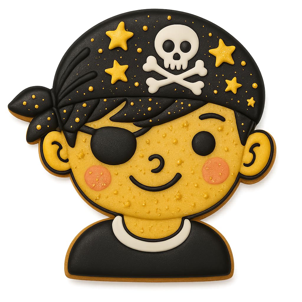 Pirate Boy Cookie Cutter & Stamp Set – 4x3.86" Fun Pirate Head Design for Kids' Party Baking (Random Color)
