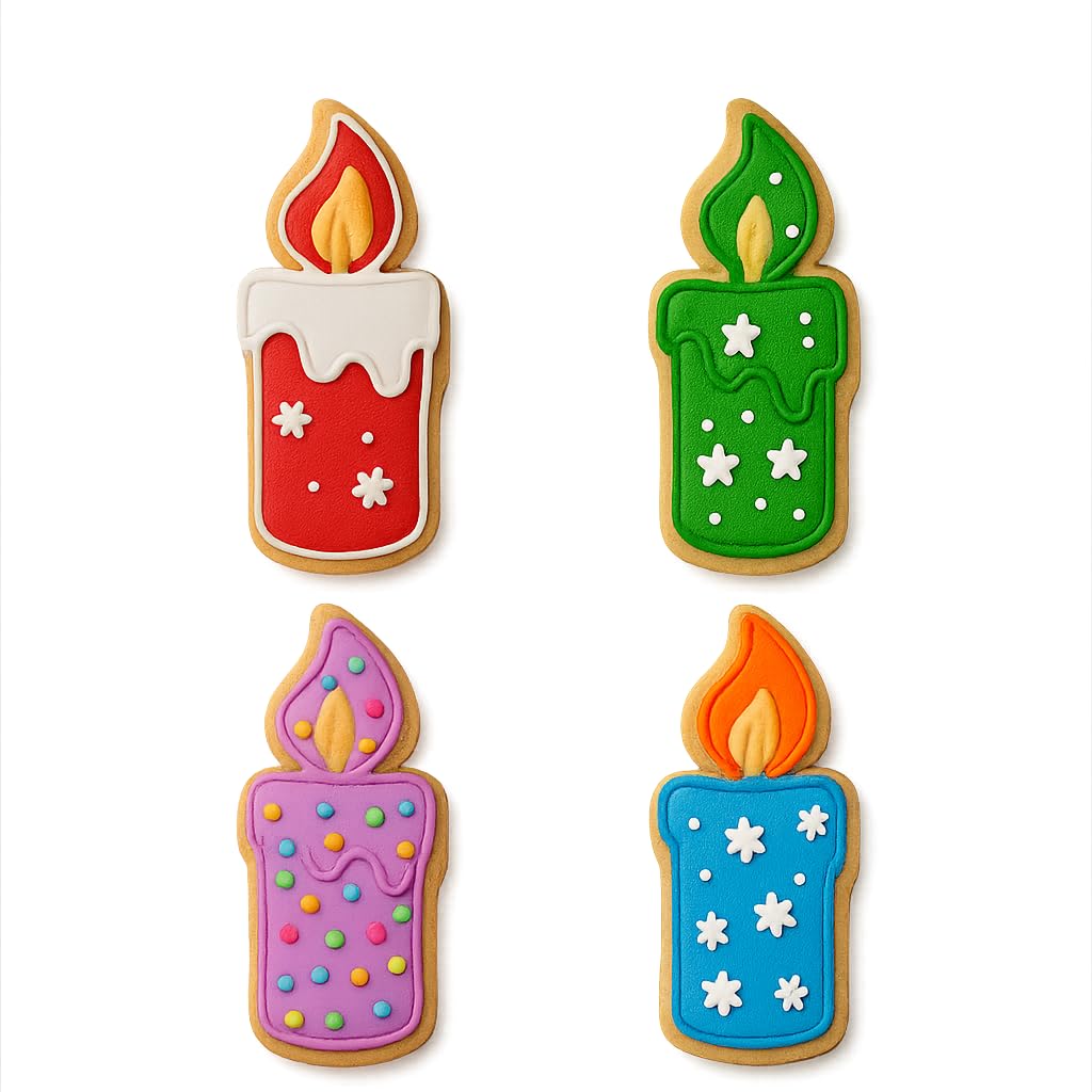 Mighty Gadget Birthday Candle Cookie Cutter & Stamp - 4x1.75" Symbolic Glow for Festive Occasions (Random Color)