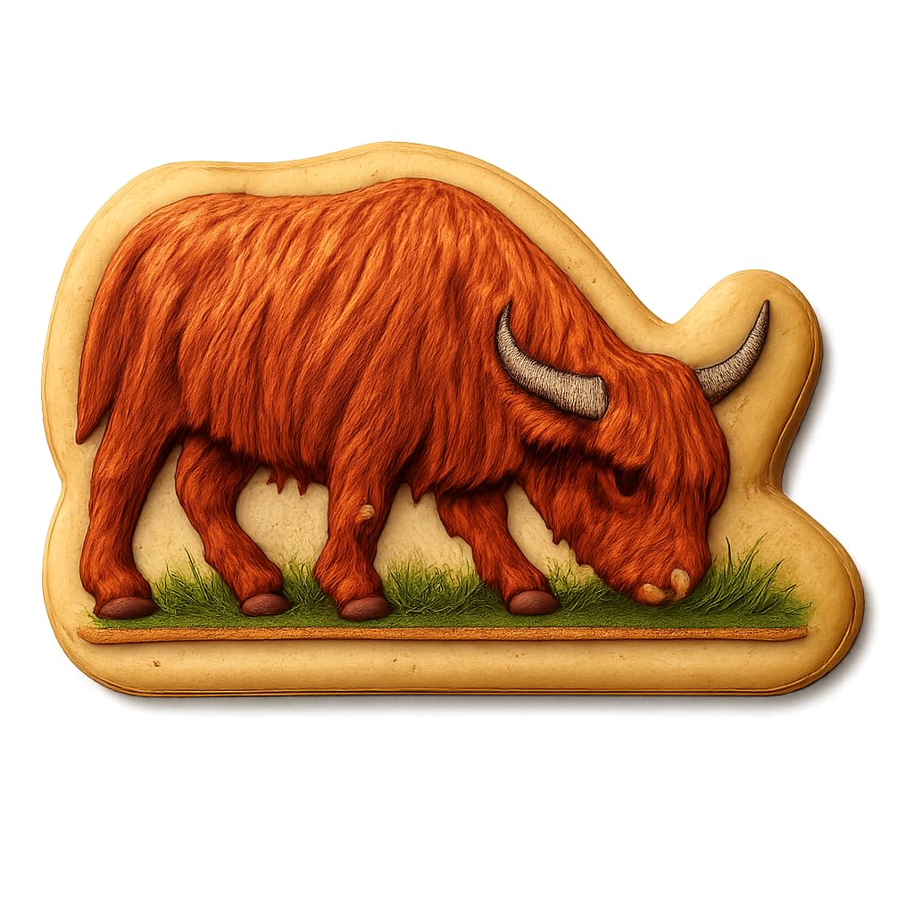 Grazing Highland Cow Cookie Cutter - 4x2.8" Fun Party Baking Tool