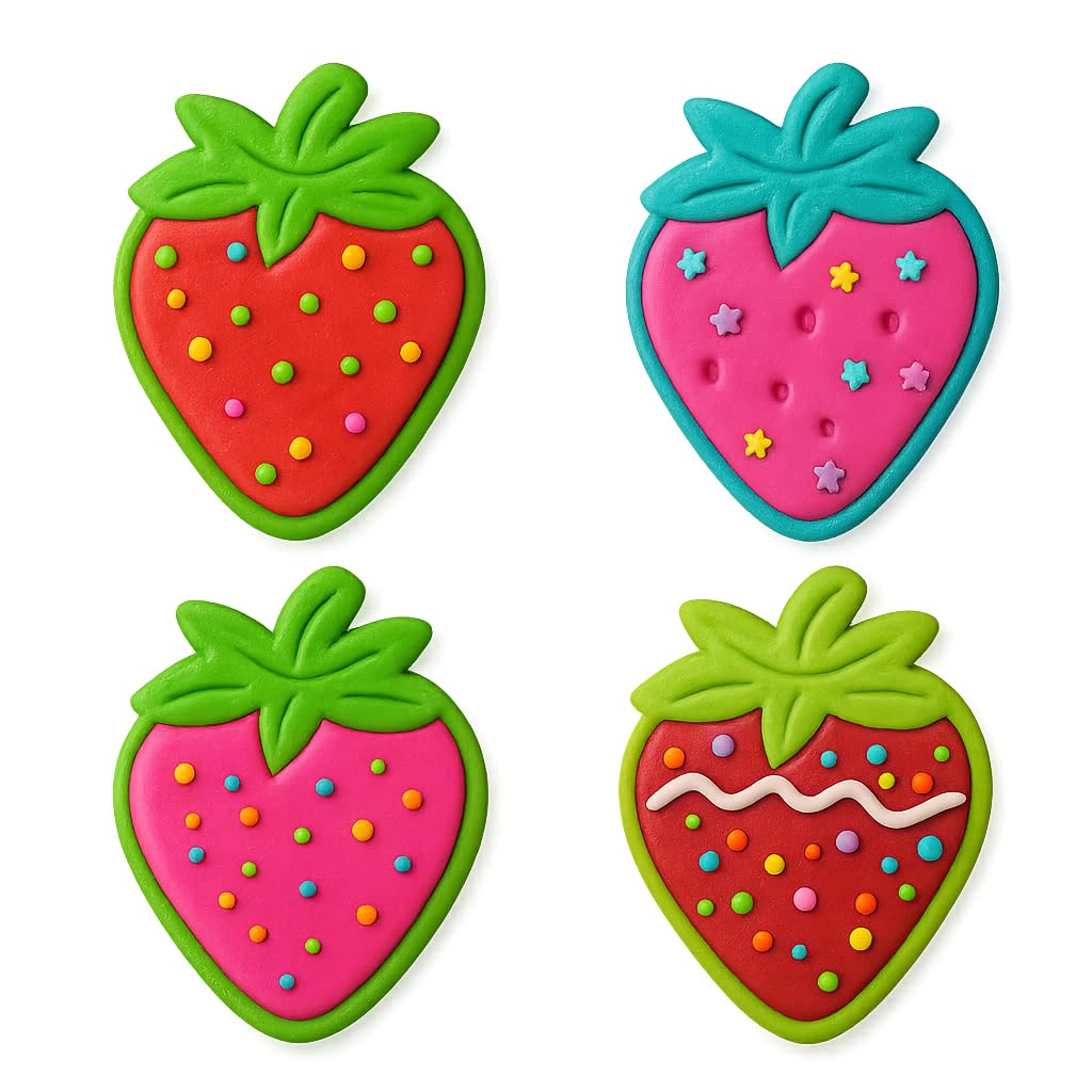 Mighty Gadget Strawberry Cookie Cutter & Stamp - 4x3.2" Perfect Sweet Treat Design for Summer Baking (Random Color)