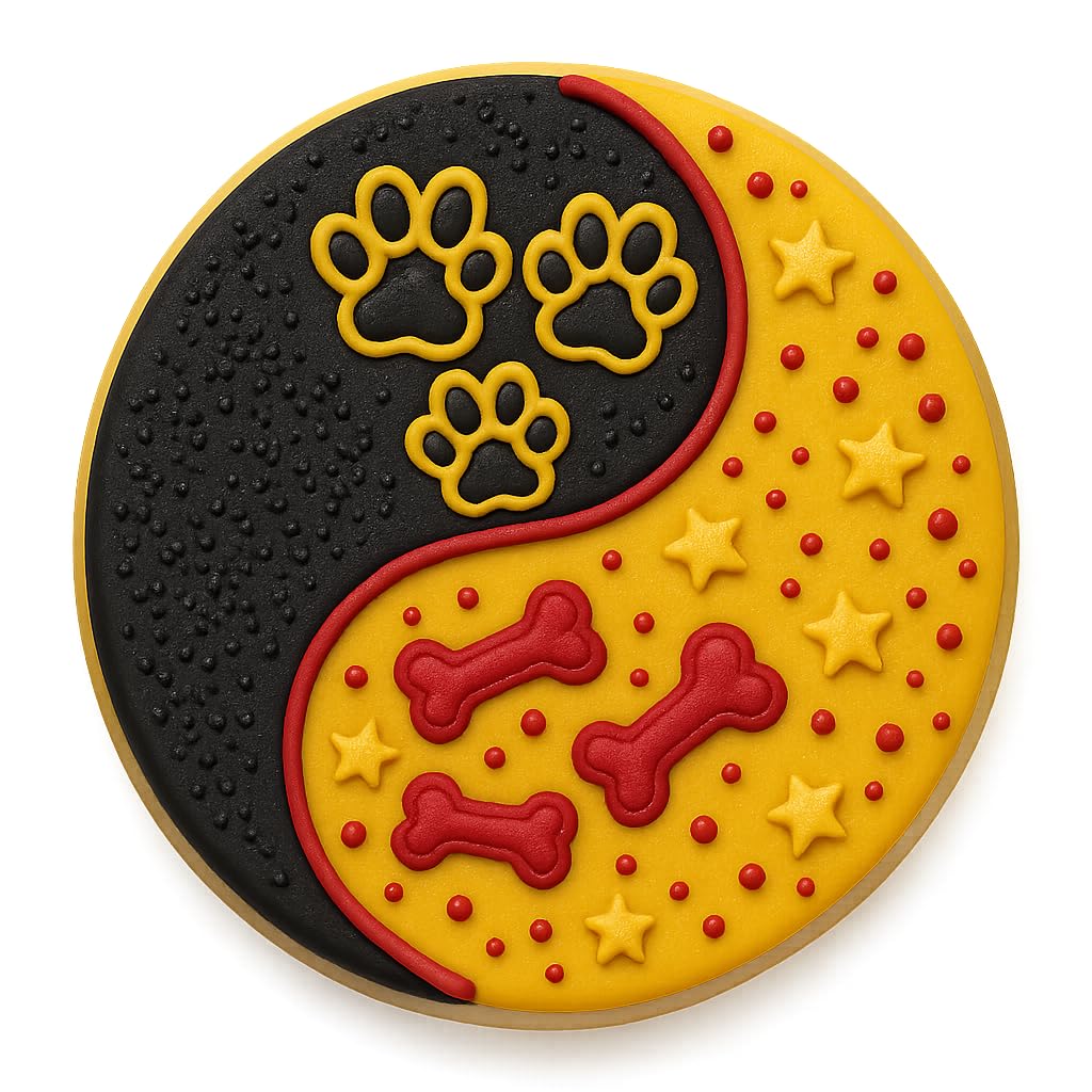 Dog Paw & Bone Yin Yang Cookie Cutter - 4x4 Inches, Fun Pet-Themed Baking Tool