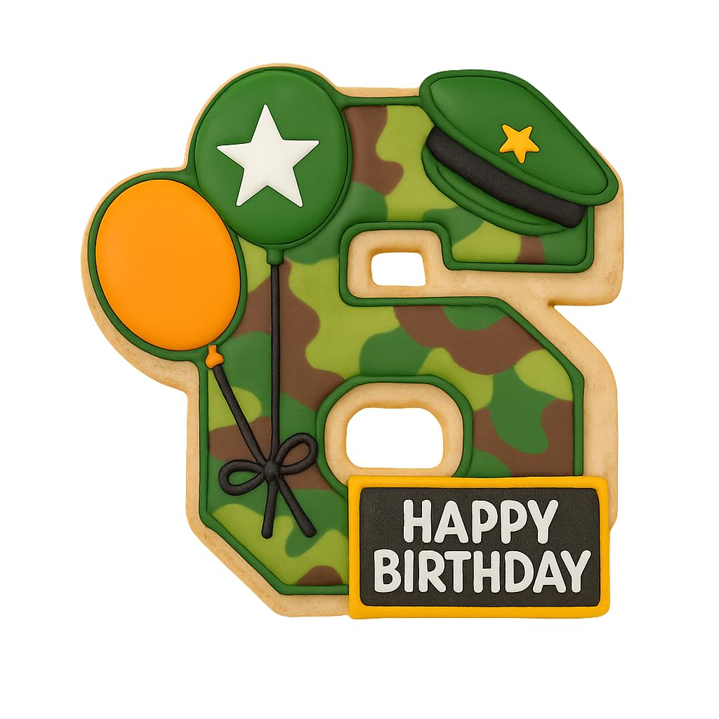 Mighty Gadget Number 6 with Balloons Cookie Cutter for 6 Year Old - 4x3.82" Birthday Celebration Mold (Random Color)