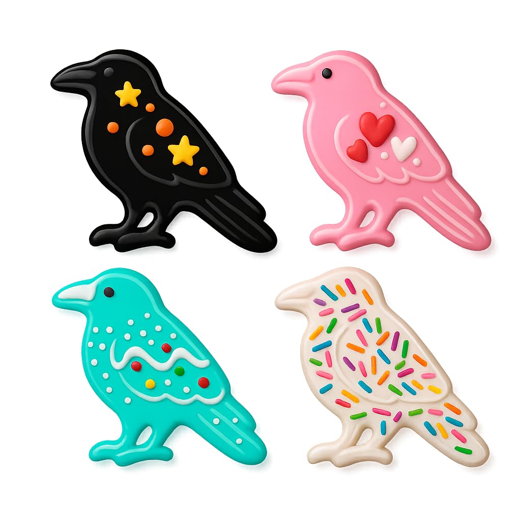 Mighty Gadget Raven Bird Cookie Cutter & Stamp - 4x2.5" Elegant Design for Halloween Treats (Random Color)