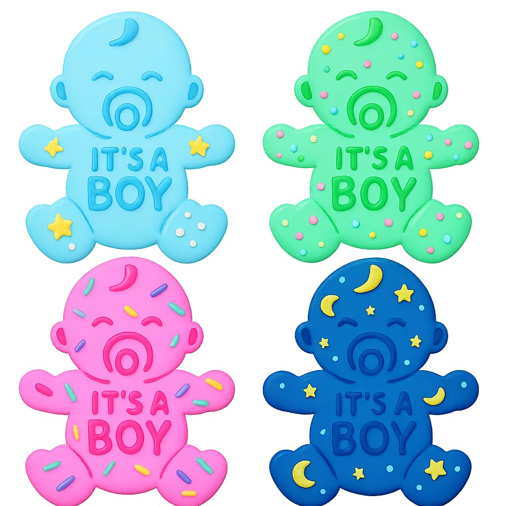 Mighty Gadget It's a Boy Baby Cookie Cutter & Stamp - 4x3" Adorable Shape for Baby Showers (Random Color)
