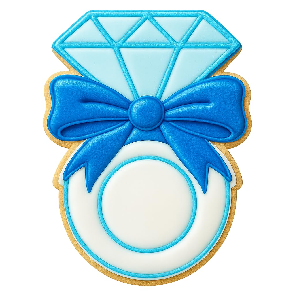 Elegant Diamond Ring with Ribbon Cookie Cutter - 4x3" Wedding Baking Fun