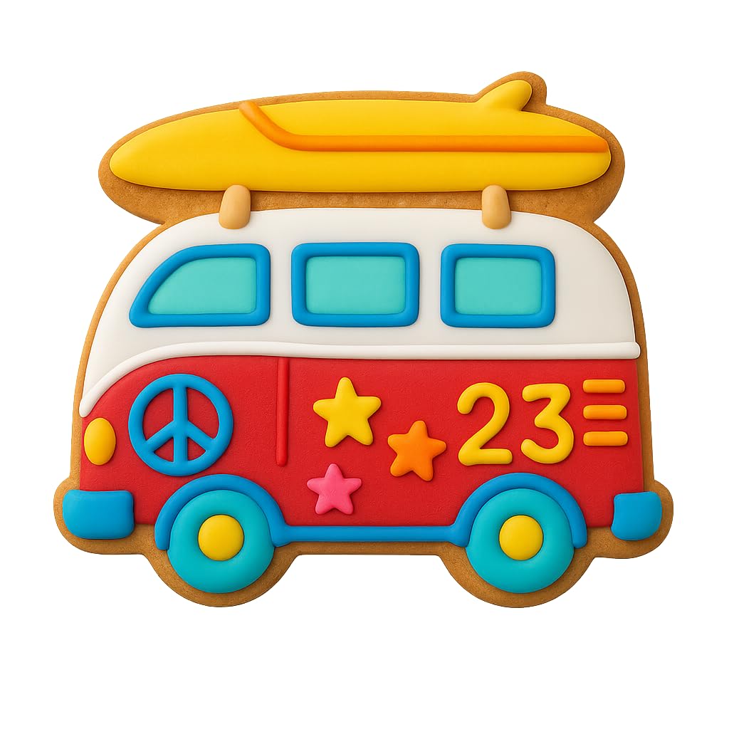 Surf Van Adventure Cookie Cutter & Stamp 3x3.5" for Baking & Fondant Clay Gifts