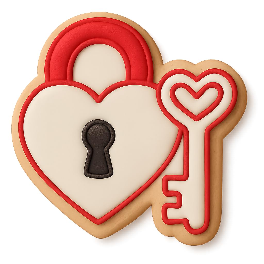 Love Lock and Key Cookie Cutter - 4x3.4" Fun Romantic Baking Set