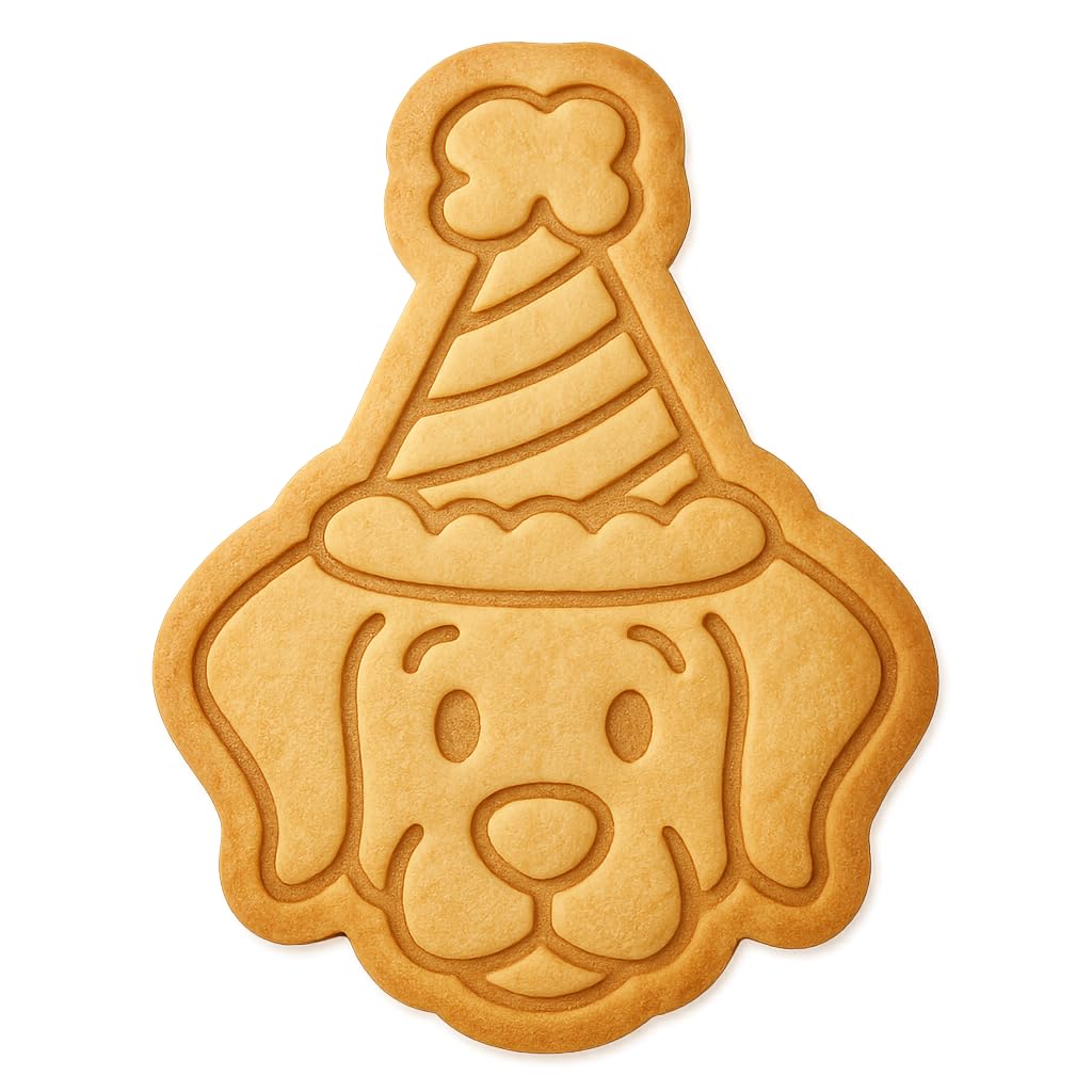 Kawaii Dog Birthday Hat Cookie Cutter - 4x3.13" Fun Party Baking Design
