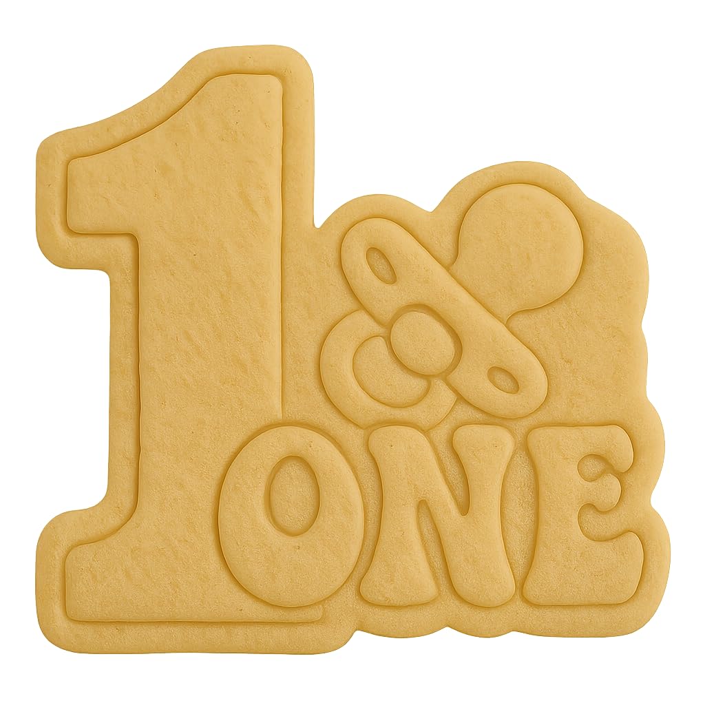 Mighty Gadget First Birthday Pacifier Cookie Cutter & Stamp - 4x3" Cute Addition for Baby Showers (Random Color)