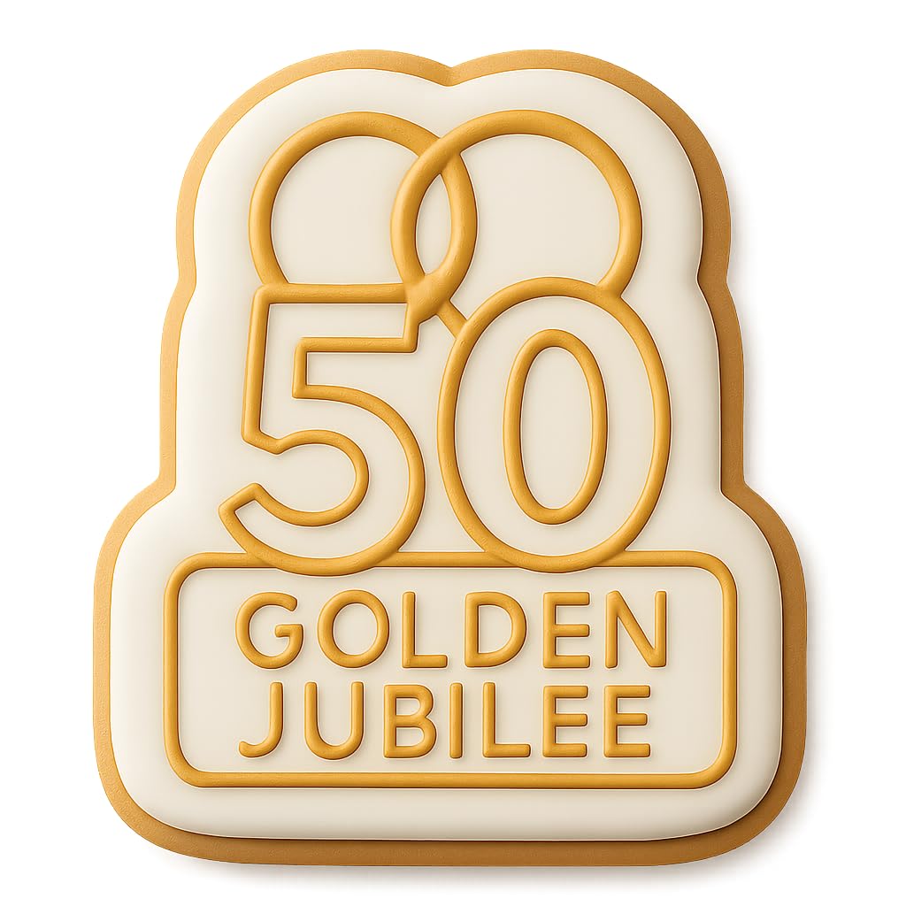 Golden Jubilee Rings 50 Cookie Cutter - 4x3.1" Celebration Design