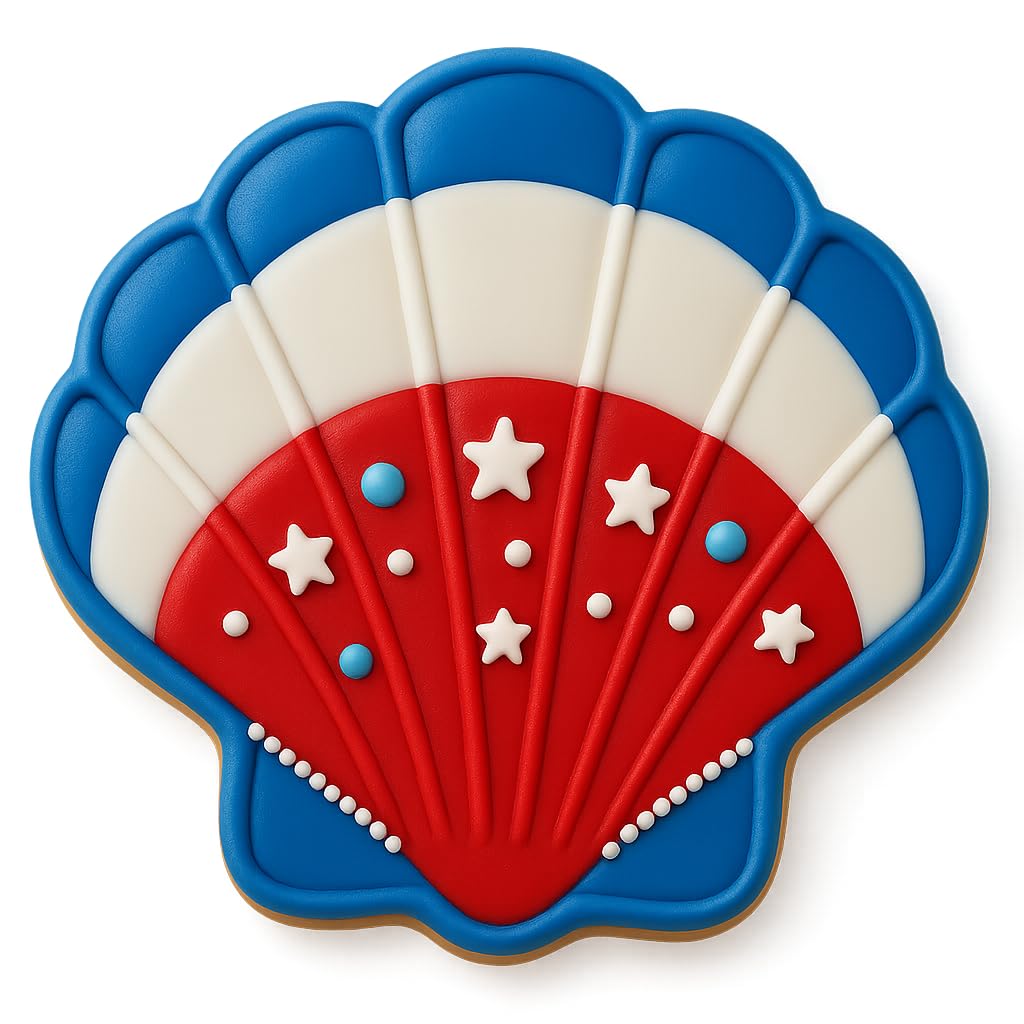 Mighty Gadget Seaside Scallop Seashell Cookie Cutter & Stamp Set - 3.75x3.75 Inches, Ocean-Inspired Baking Tool