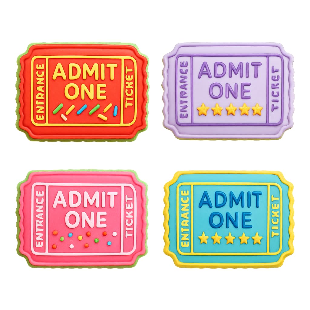 Admit One Ticket Cookie Cutter & Stamp 4x2.4" for Baking Fondant Clay Embosser