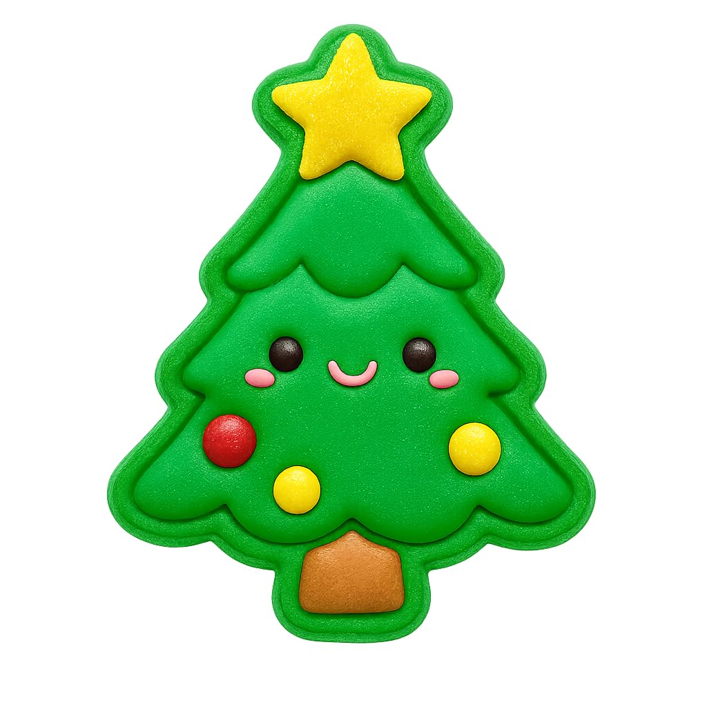 Kawaii Christmas Tree Cookie Cutter - 4x3.17" Fun Holiday Baking Design