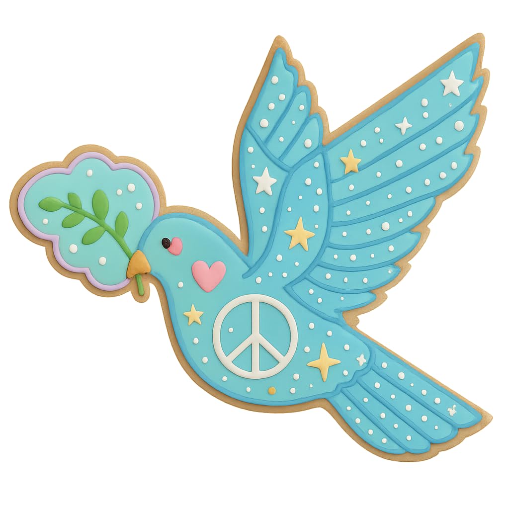 Dove with Olive Branch Cookie Cutter - 4.75x4 Inches, Symbol of Peace and Hope for Baking