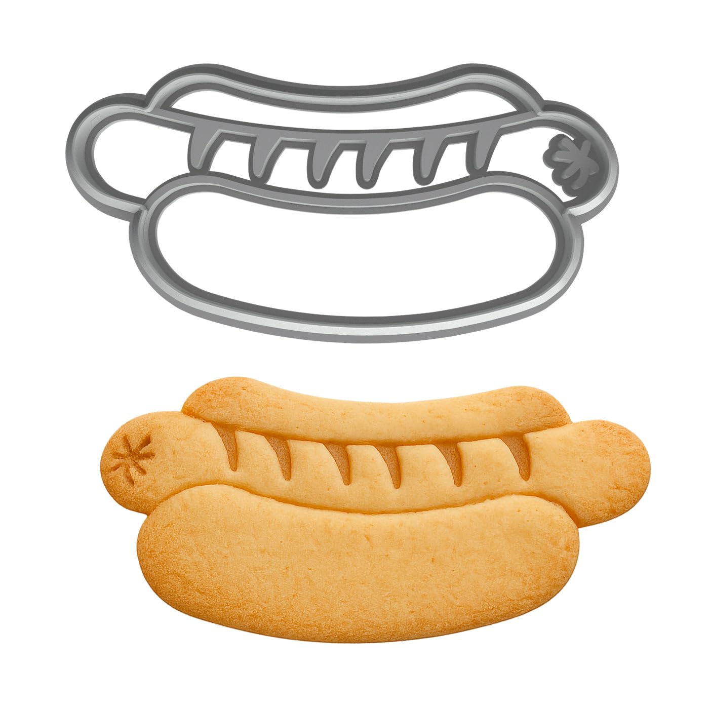 Mighty Gadget Hot Dog Cookie Cutter - 4x1.85" Sausage Bun Biscuit Mold for BBQ Party Baking (Random Color)