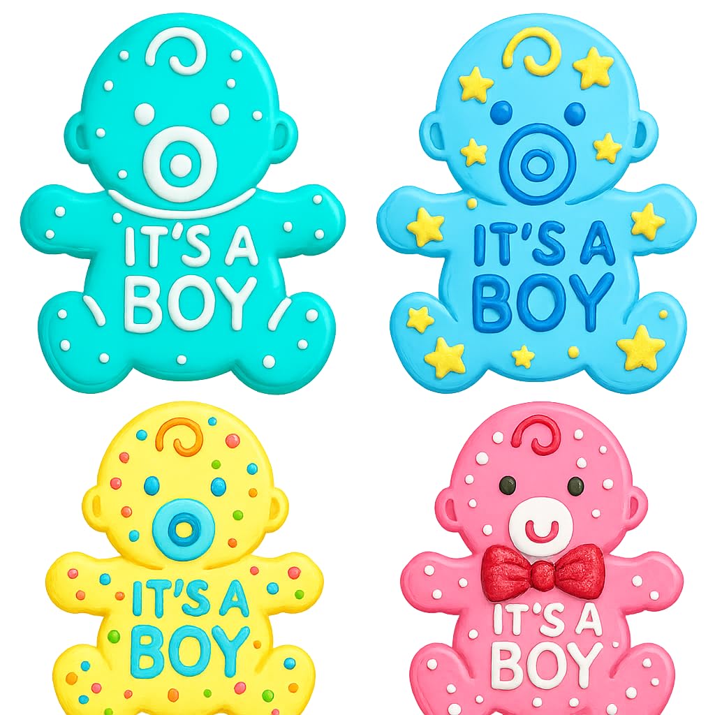 Mighty Gadget Baby Boy with Pacifier Cookie Cutter & Stamp - 4x3.2" Adorable Design for Baby Showers (Random Color)