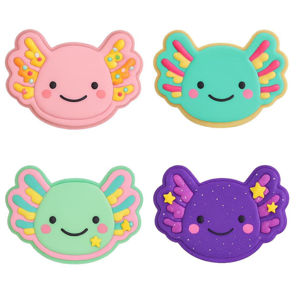 Kawaii Axolotl Head Cookie Cutter & Stamp 4x2.79" for Baking Fondant Clay Gifts